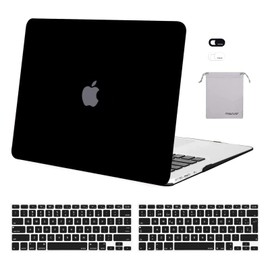 MOSISO Funda Dura Compatible con MacBook Air 13 Pulgadas (A1369/A1466, Versión 2010-2017),Carcasa Rígida&1 Español ñ/1 US Cubierta de Teclado&Cubierta de Cámara Web&Bolsa de Accesorios, Negro