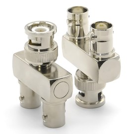 Ahoaepy 2PCS Dual BNC Coax Cable Adapter BNC Tee Antenna Connector, Low Loss BNC T Splitter Adapter, BNC Male to Dual Female Radio Adapter for CB Radio Scanners,LMR, LMA, Video, FPV Antennas