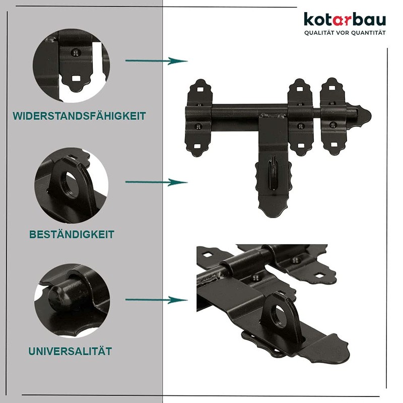 KOTARBAU® Gate Bolt 200 / 12 mm with Padlock Bolt