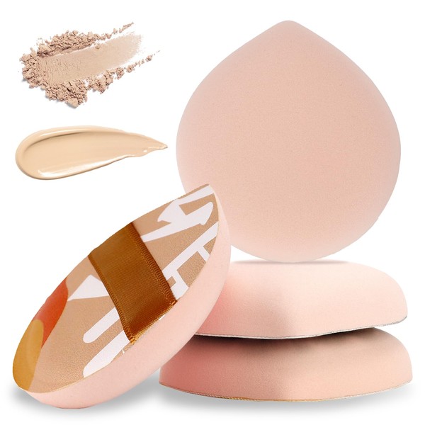 4 PCS Korean Foundation Sponge, Soft Makeup Puff Teardrop Setting