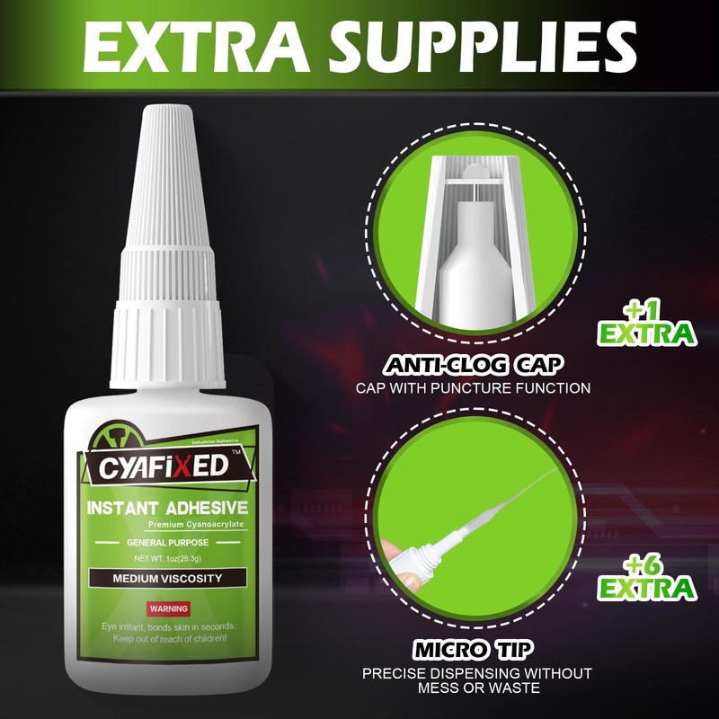 Medium Super Glue Liquid, All Purpose CA Glue with Anti-Clog