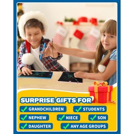 TEKFUN 2 Pack LCD Writing Tablet, 8.5inch Colorful Drawing Tablet for Kids, Erasable Writing Drawing Board with Lanyard, Learning Toys Gifts for 3 4 5 6 7 Years Old Boys Girls Toddlers (Blue+Pink)