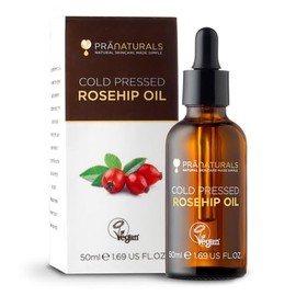 PraNaturals Pure Cold-Pressed Rosehip Oil 50ml - Anti-Ageing Facial Oil | For Face, Scars & Dark Spots, Natural Retinol with Vitamin C & E, Vegan & Cruelty-Free - Sourced from France