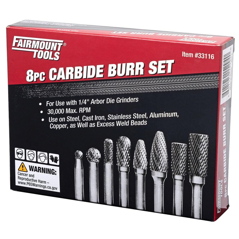 Fairmount Tools 8 Piece Long Shaft Rotary Carbide Cutter Files