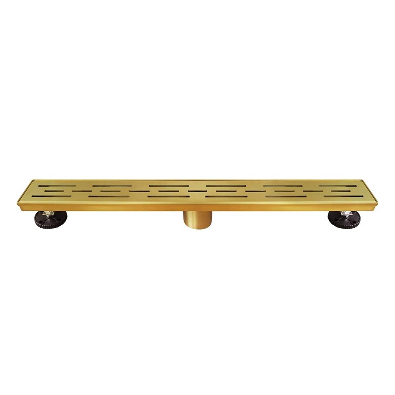 Neodrain 24-in Brushed Brass Rectangular Linear Shower Drain with Brick