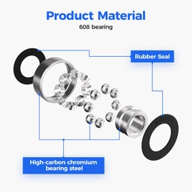 RASKOO 30PCS High-Performance Steel 608 2RS Bearings Smooth & Noiseless Double Rubber Seals 608 Bearing Effective Dust & Moisture Protection