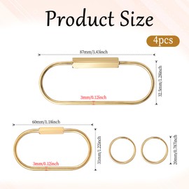 2 PCS Brass Screw Lock Keychain, Gold Brass Key Ring with Rings, Simple Sturdy Keychain Lock for Keys, Bags, Accessories, Luggage Tags, 2 Sizes