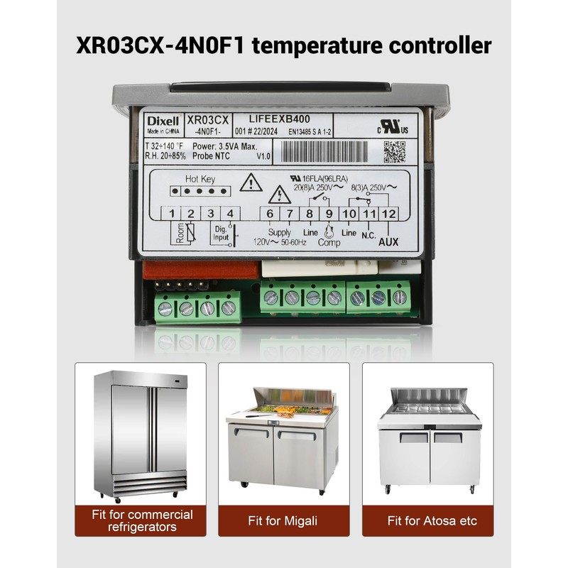 W0302186 Controller Replace for Dixell XR03CX-4N0F1 Temperature Controller, Fit for