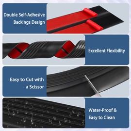 Stair Edge Trim Self Adhesive Stair Nosing Non-Slip Rubber Stair Edge Protector Vinyl Stair Nose Molding Trim Peel and Stick Anti-Slip Stair Edging for Indoor & Outdoor Use (Black, 4 in x 10 Ft)