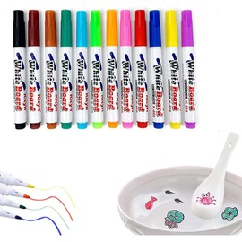 Calmind Marcadores Mágicos de transferencia al agua - Plumones de Colores Lavables para truco de magia para niños, Pincelines Para Colorear, No Toxicos Acuareleables, Magico Set 12 Rotuladores