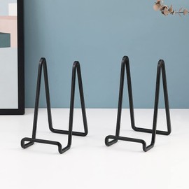 Plate Holder Easel Display Stand - 6 inch Metal Plate Stands for Display - Tabletop Picture Stand - Black Iron Easels for Display Pictures | Photo Frames | Book | Decorative Plates | Plaque - 2 Pack