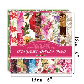 Origami Paper Kit 50 Sheets 70GSM 6 Inch Square Double Sided Color 50 Vivid Japanese Washi Chiyo Colors for Hand Crafts Origami Paper Arts Creativity.Rose