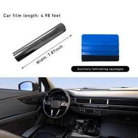 Dickno - 2 unidades de envoltura de fibra de carbono brillante 5D para coche, 8 x 60 pulgadas, rollo de película de vinilo para automóvil con raspador, calcomanía autoadhesivo para interior del