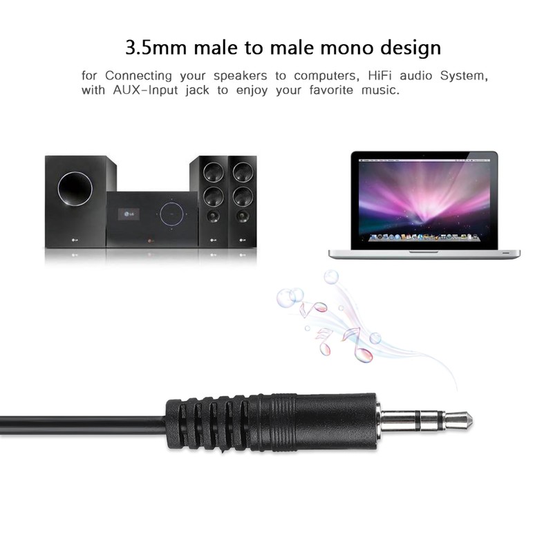 3.5mm Copper Male to Male Shielded Audio Cable for Speakers