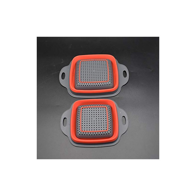 Square Collapsible Colander Set Flamingo Kitchen- 2 Collapsible Colanders (Strainers)