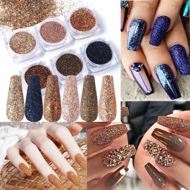 JXL Kit De Lentejuelas Holográficas Con Purpurina Para Uñas, 6 C