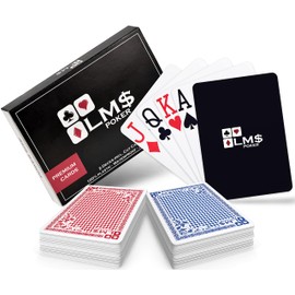 LM$ Professional Plastic Poker Cards with Cut Card - [2 x] High-Quality Poker Cards 54 Sheets - Waterproof and Sturdy Playing Cards in Double Pack - Plastic Cards with Jumbo Index (2 Corner