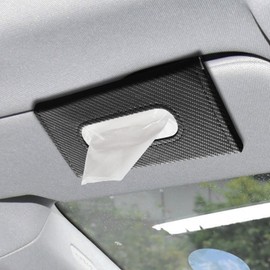 HQRNYP Car Visor Tissue Holder, Tissue Box Holder for Car, Leather Auto Sun Visor Napkin Case Mask Dispenser, Automotive Accessories Rectangular Hanging Auto Napkin Box Fit for Most Vehicles (Black)