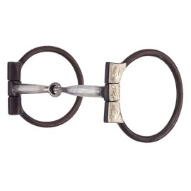 AMERICAN EQUINE ANTIQUE BROWN DEE SMOOTH MOUTH SNAFFLE HORSE TRAINING BIT w/COPPER INLAY~268-110