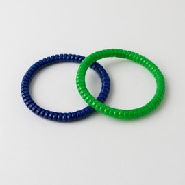 Hair Ties Elastics Toughness Spiral Phone Cord Hair Rope Ring Bands (Pack of 2) Purple and Green