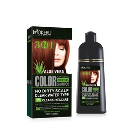 MOKERU Professional Aloe Vera 3-in-1 Hair Dye Color Shampoo 500ML – With Argan Oil Benefits (Dark Brown)