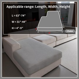 OHSIO Sectional Couch Covers, Wear Resistant Stretch Sofa Covers Washable Soft Couch Cushion Covers Anti Slip Furniture Protector Sofa Slipcovers for Pets(1 Piece Chaise Cover, Light Gray)