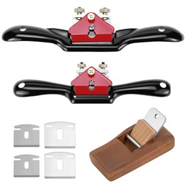 QWORK 2pcs Adjustable SpokeShave Set with 6pcs Replaceable Metal Cutters & Woodworking Plane, for Woodworking Crafting Carving