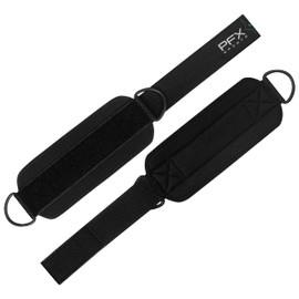 PFX Sports Ankle Strap for Cable Machines | Heavy-Duty Gym Cuffs with Double D-Rings | Premium Straps for Leg Workouts & Adjustable Neoprene Velcro | Kickbacks & Pulley Equipment (Black, Pair)