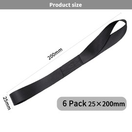 Pack of 6 lashing loops, lashing straps with loops, lashing strap loop, lashing strap for bicycle transport (black)