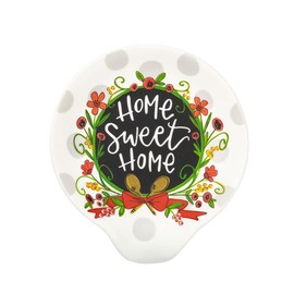 Shannon Road Gifts Classic Kitchen Stoneware Spoon Rest for Kitchen Countertop and Stove, 4.5 x 4-Inches, Home Sweet Hm