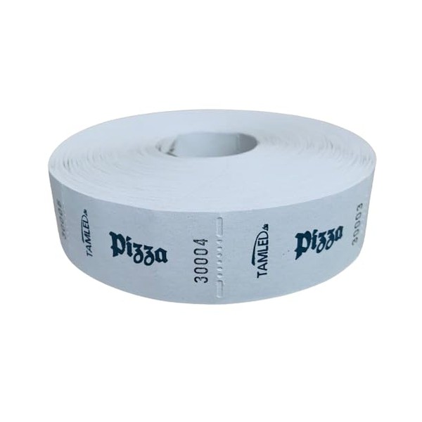 TAMLED Pizza receipt roll, white, 1 roll with 1000 perforated
