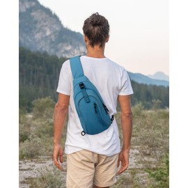 WATERFLY Chest Bag Shoulder Bag Men's Small Men's Handbag Sling Bag Women's Bag Messenger Crossbody Bag Cross Bag for Outdoor Sports Travel Cycling Hiking, Sea blue