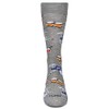MeMoi Men's Embroidered Drums Rayon Crew Socks Med Gray Heather