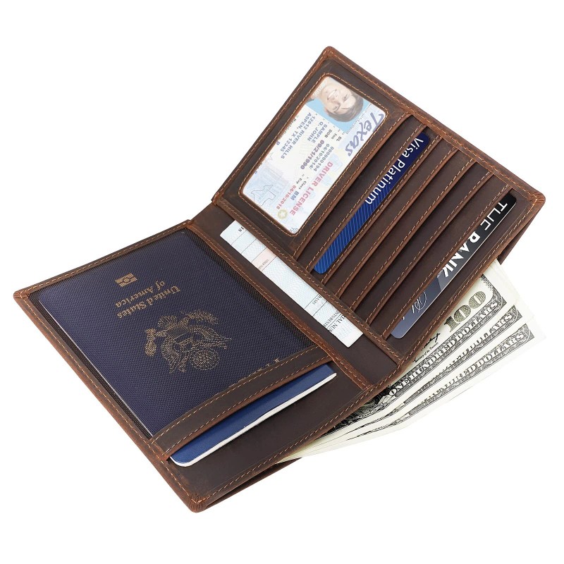 Polare Luxury RFID Blocking Leather Passport Holder Travel Wallet For