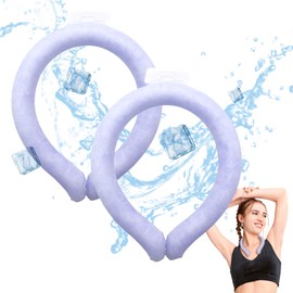 Neck Cooling Tube, Reusable Ice Neck Cooler Wrap, Wearable Cooling Band for Indoor and Outdoor Use, Heat Relief in Hot Weather (Pack of 2) (Purple)