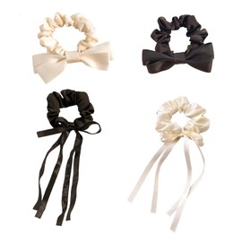 UZYXC 4er Set Satin Scrunchies Haargummi für Damen, Sanfte Haargummis für weniger Frizz & Haarbruch, Elastische Haargummis ohne Abdrücke