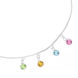 Aeravida Shimmering Round Colorful Cubic Zirconia Sterling Silver Bracelet or Anklet