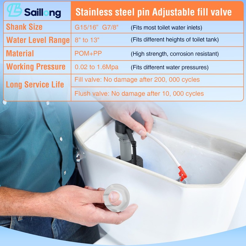 Saillong 12 Pack Toilet Fill Valve Replacement, Height Adjustable Universal