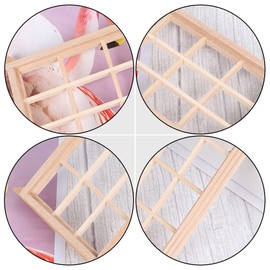 Housoutil 4pcs Miniature Dollhouse Furniture Woodenn Window, 1: 12 Scale Miniatures Woods Windows, Mini Window Frame Model Mini DIY Shutters Craft Accessories for Dolls Houses Decoration
