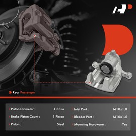 A-Premium Disc Brake Caliper Assembly Without Bracket Compatible with Land Rover Range Rover Evoque 2012 2013 2014 2015 2.0L - Rear Right Passenger Side