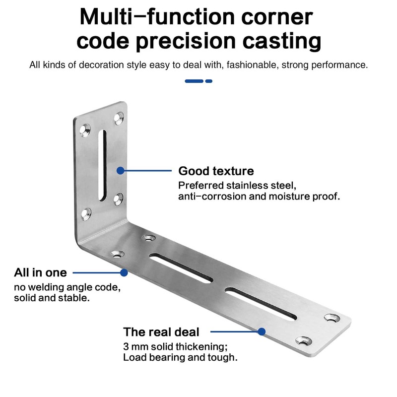 6 Pack Shelf Brackets 12cm, Stainless Steel Floating Shelf Bracket,