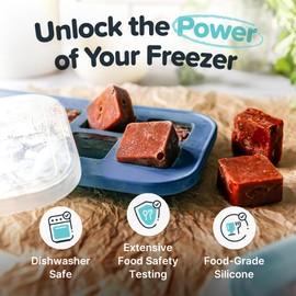 Souper Cubes 2 Tbsp Silicone Freezer Molds With Lids - Silicone Herb Freezer Molds - Silicone Freezer Tray with Lids for Baby Food, Pesto, Tomato Paste and More - Blueberry – 2-Pack