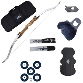 Southland Archery Supply SAS Spirit Jr 54" Beginner Youth Bow Set with Carrying Bag, Fingertab, Armguard, Stringer, Paper Target, and Arrow Rest - Right Hand (16 LBS)