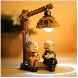 zalati Old Lady and Old Man Figurines Creative Chinese Craft for Home Decorative Living Room Bedroom Wine TV Cabinet
