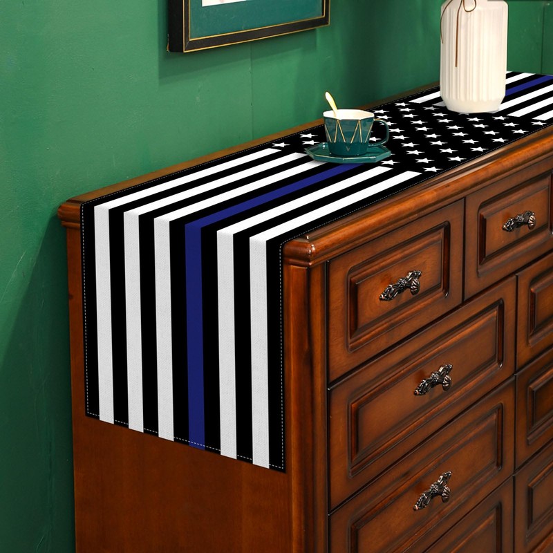 Buxiuer Thin Blue Line American Police Table Runner USA Police