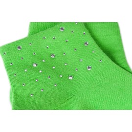 styleBREAKER Women's socks with rhinestone application at the cuff, size 35-41 EU / 5-9 US / 4-7 UK, socks with rhinestones 08030014, Colour:Green