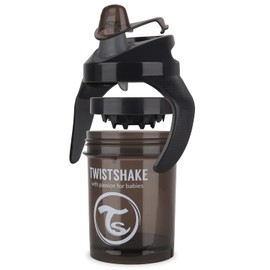 Twistshake Non-Spill Mini Baby Sippy Cup with Soft Spout and Fruit Mixer - 230ml | Leak Proof Baby Weaning Cup | BPA-Free Baby Sippy Cup | Training Cup for Kids | Learning Baby Water Bottle | Black