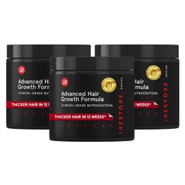 iRestore Advanced Hair Growth Supplement for Women, Hair Vitamins for Faster Hair Regrowth, Best for Hair Loss and Thinning - 1 Month Supply Each - 30 Count (Pack of 3) - Black