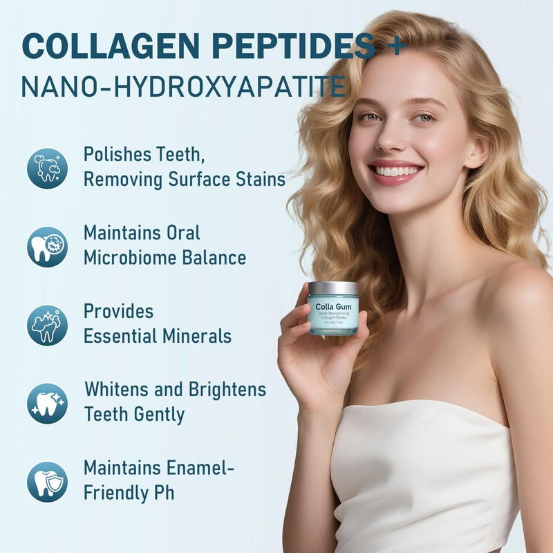 Collagum Smile Strengthening Collagen Powder,Collagen Tooth - Hydroxyapatite Toothpaste Care