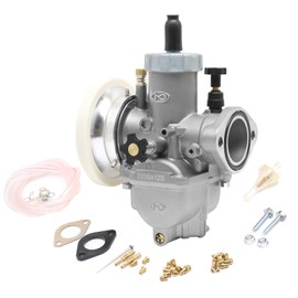 ZSDTRP PE Carburetor 22mm Flange Carb with Air Velocity Stack Main jet Oil Hose filter for 110cc-130cc SSR TTR Apollo110 Ct70 YX150 YX150 CRF110 Dirt Bike Scooter (Silver 22mm)